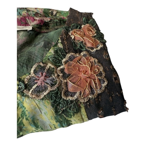 Simply Couture Boho Floral Patchwork Tunic Peplum Top Art to Wear‎ Eclectic Med - Picture 12 of 16